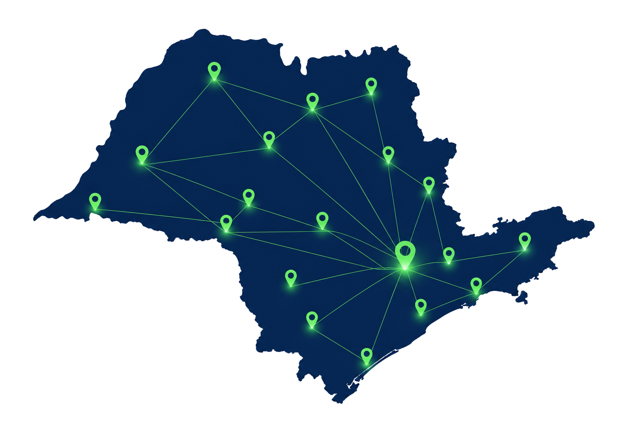 Mapa de unidades no estado de São Paulo